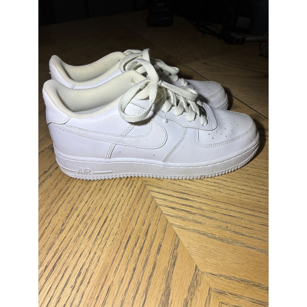 Nike Air Force 1 Low Triple White Leather Sneakers Boys 6Y Womens 7.5 314192-117 - Picture 4 of 10